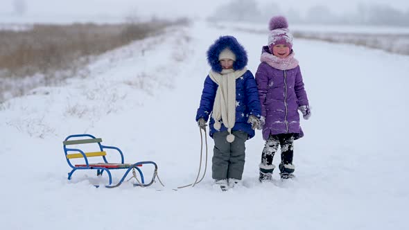 Lovely children at winter holidays.