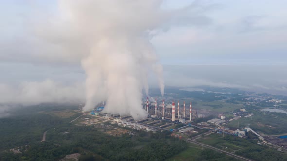 Aerial view of coal-fired power plants.