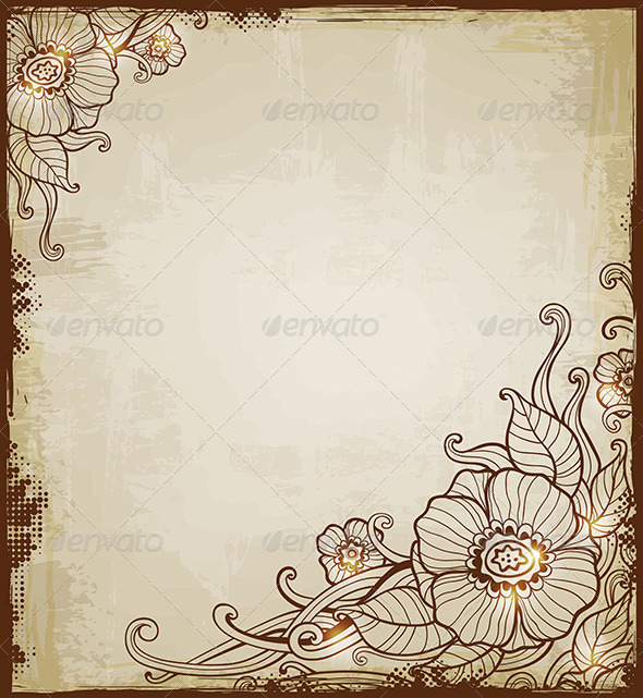 Vintage Background with Flowers - Backgrounds Decorative