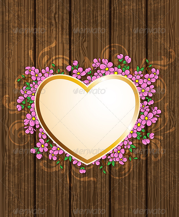 Heart and Pink Flowers - Valentines Seasons/Holidays