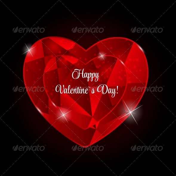 Happy Valentines Day Card with Heart. Vector Illustration - Valentines Seasons/Holidays