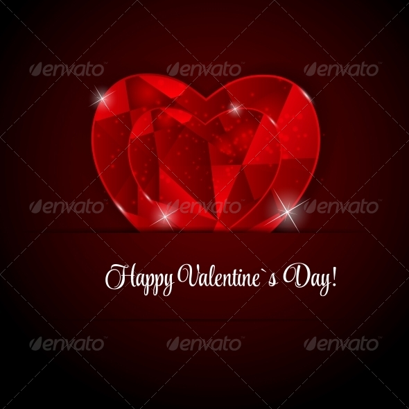 Happy Valentines Day Card with Heart. Vector Illustration - Valentines Seasons/Holidays