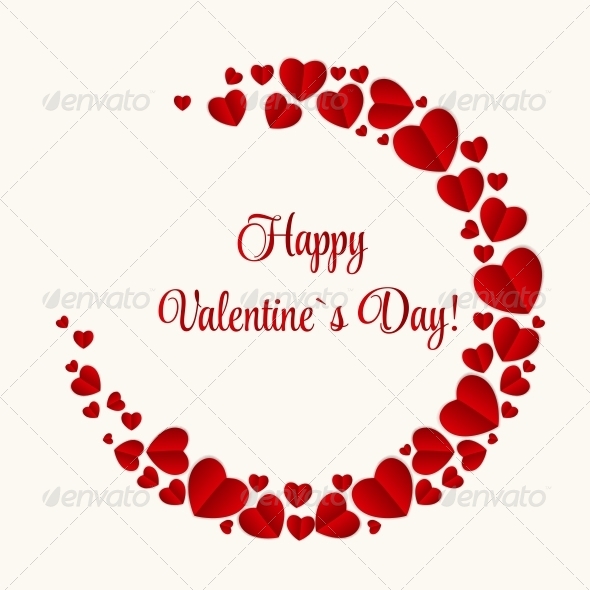Happy Valentines Day Card with Heart. Vector Illustration - Valentines Seasons/Holidays