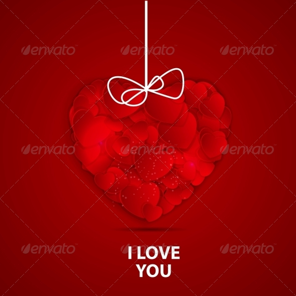 Happy Valentines Day Card with Heart. Vector Illustration - Valentines Seasons/Holidays