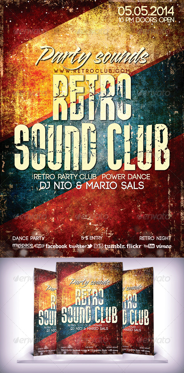 Retro Sound Club Flyer - Clubs & Parties Events