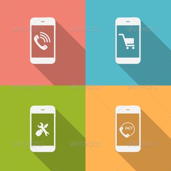 Concept on Different Mobile Phote Icons. Vector Il - Web Technology