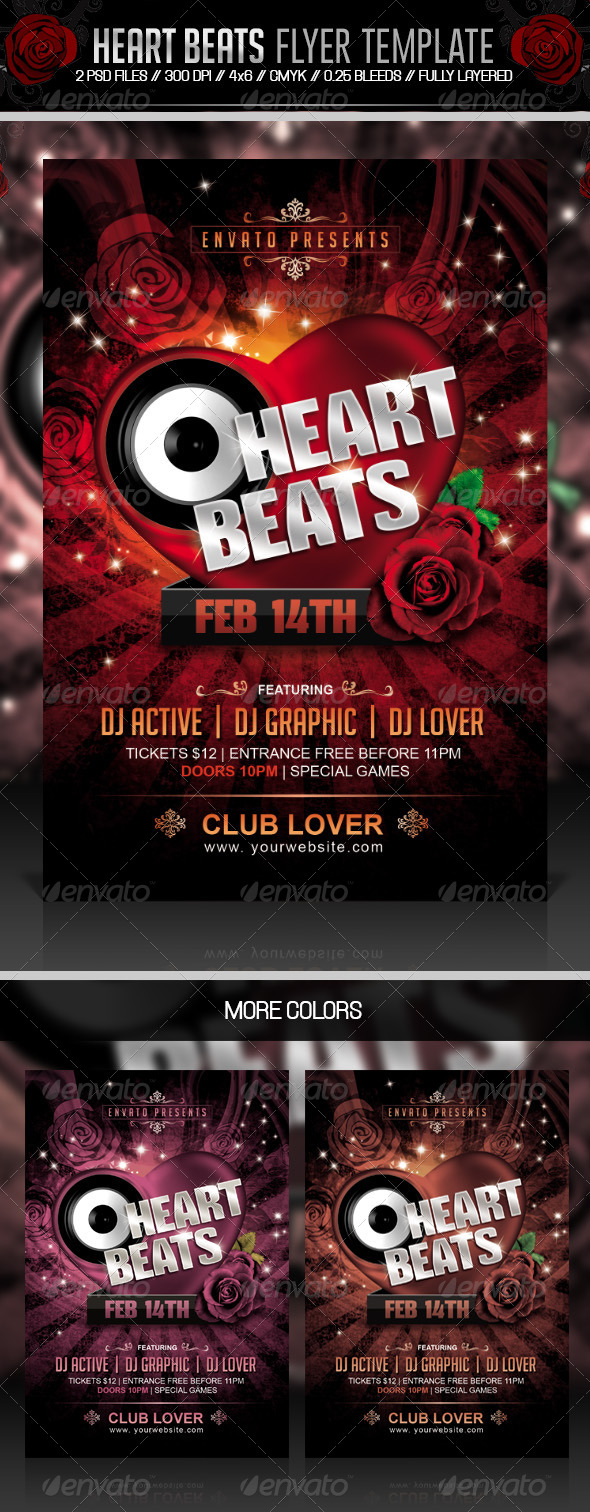Heart Beats Valentines Party Flyer - Clubs & Parties Events