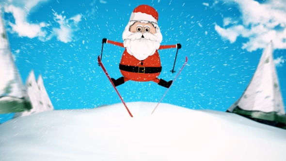 Skiing Santa Claus 4k 