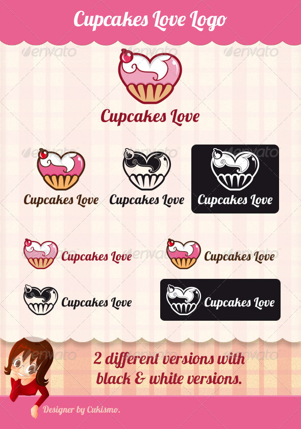 Cupcakes Love Logo - Vector Abstract