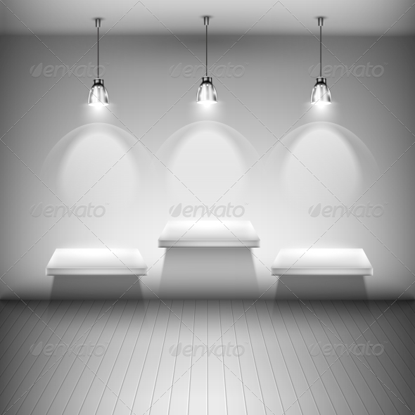 Tree Illuminated Shelves in the Room. - Retail Commercial / Shopping