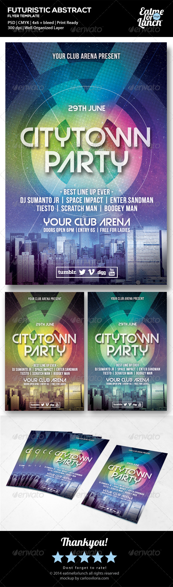 Futuristic Dance/Club Music Flyer Templates - Clubs & Parties Events