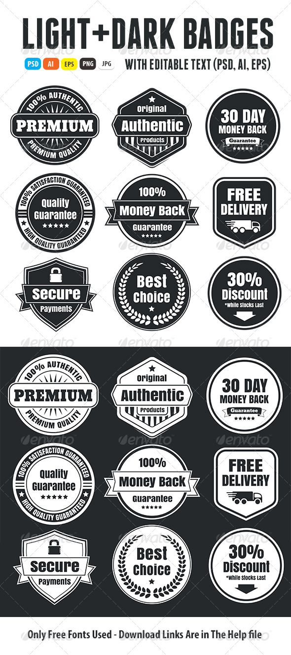 Light And Dark Vintage Ecommerce Badges - Badges & Stickers Web Elements