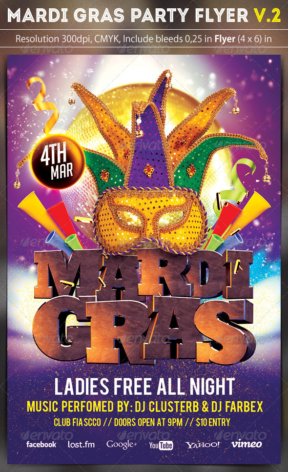 Mardi Gras Party Flyer v.2 - Clubs & Parties Events