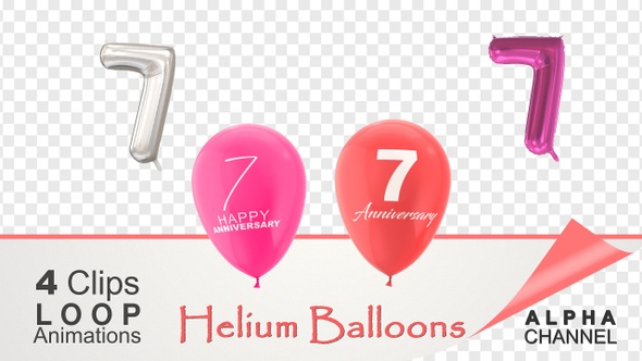 7 Anniversary Celebration Helium Balloons Pack