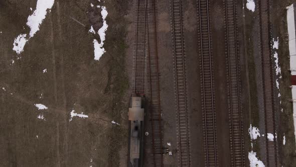 Shunting Work at a Railway Station Aerial View alt