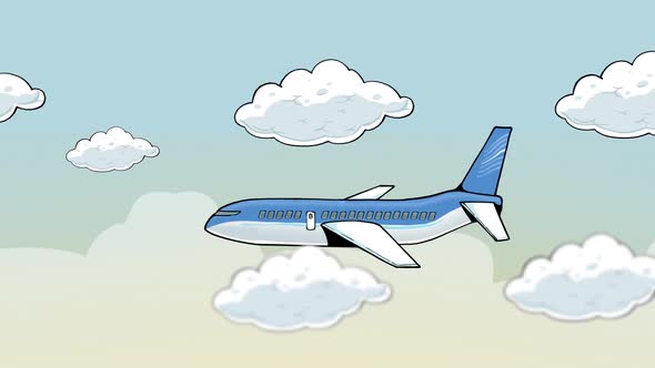 Cartoon Airplane Flying in The Sky by nicartoon | VideoHive