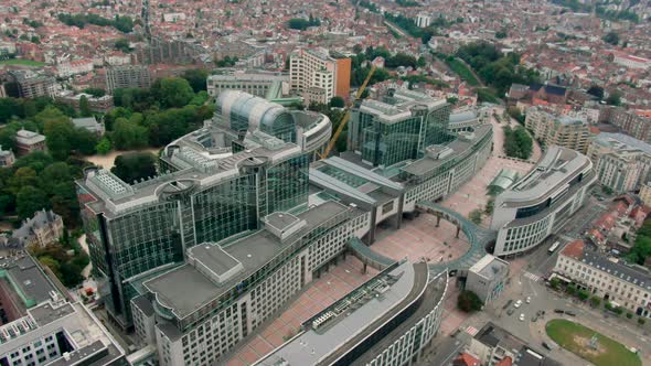 Top View of European Parliament Building in Brussels Capital of Belgium EU