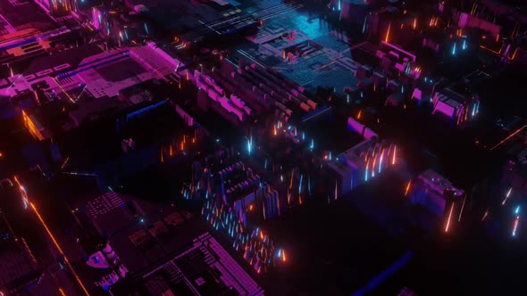 3d render gaming computer inside or data center or mining farm alt