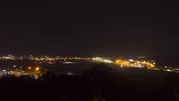 Timelapse of Airport View at Night