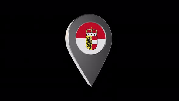 3d Animation Map Navigation Pointer With Flag Of Salzburg ( Austria) With Alpha Channel - 4K alt