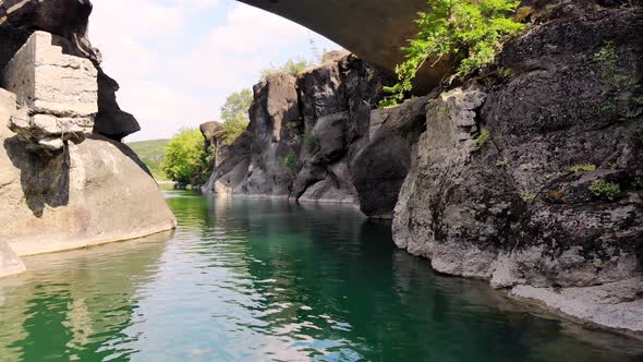 Aerial Survey Over Water, Beautiful Landscape, in the Midst of Mountains , There Is a Lake, a River alt