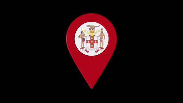 3D Rotating Pin Icon Animation With Jamaica Coat Of Arms  Alpha Channel 2K alt
