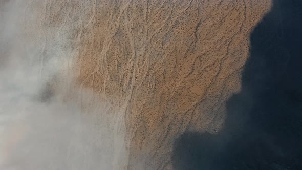 Aerial Drone Panorama of Death Valley Desert on Winter Day. Desert at Sunrise alt