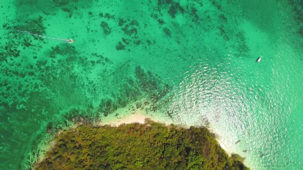 Aerial view of Phi Phi, Maya beach at sunset with Andaman sea in Phuket. Thailand alt