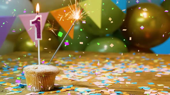 Happy Birthday, One Year Old Child Copy Of Space. Beautiful Happy Birthday Background alt