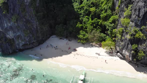 Aerial view of Tourists at the Beach