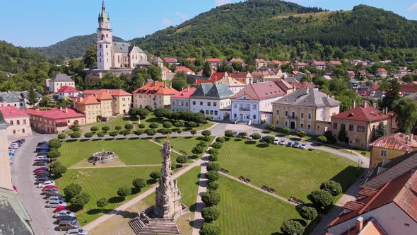 Aerial view of the town of Kremnica in Slovakia alt