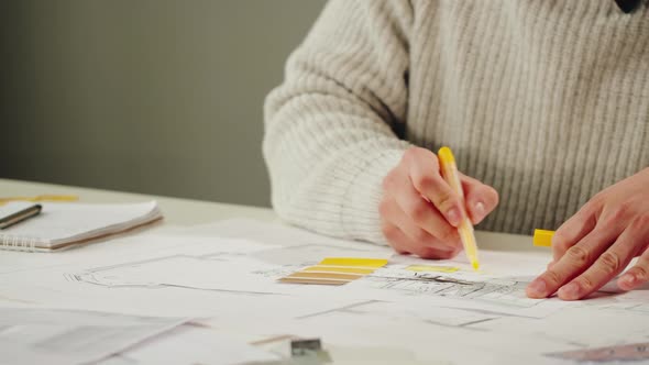 Architect Designer Workplace Closeup alt