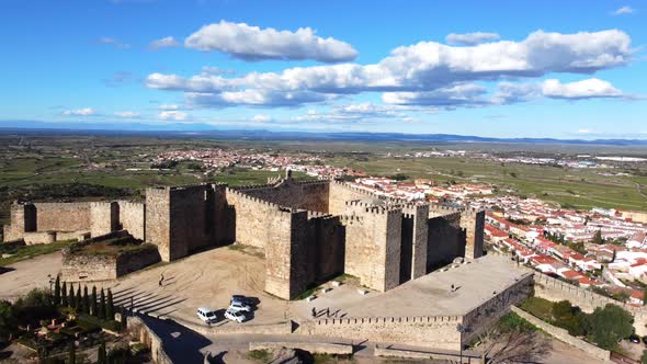 Aerial View of the Medieval Castle of Trujillo Caceres Spain alt