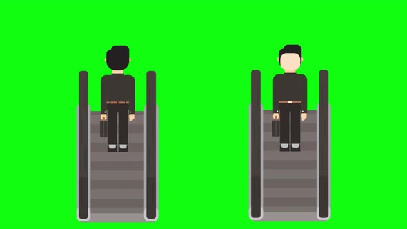 Animated escalator moving up and down.