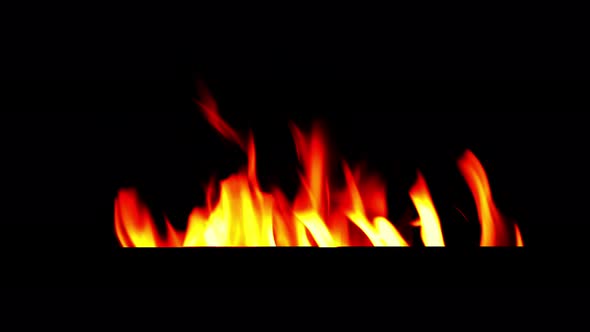 Fire flames on black background. alt