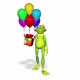 Frog Shows Gift Balloons Looped White Background - VideoHive Item for Sale