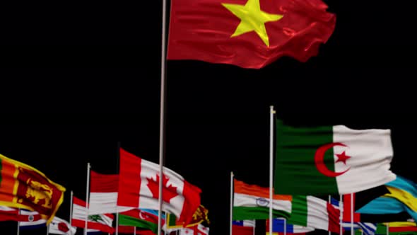 Vietnam Flag With World Flags In Alpha Channel