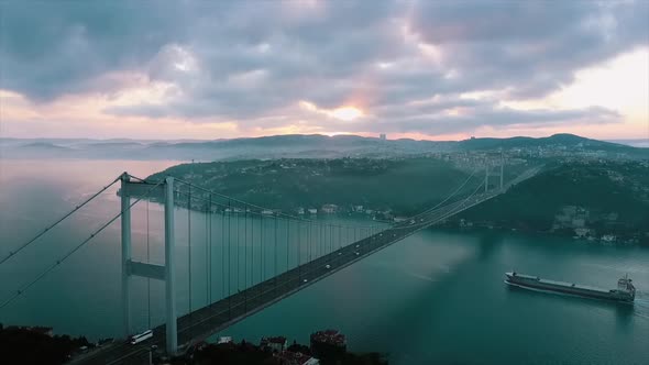 Fatih Sultan Mehmet Bridge Overallview Drone Video