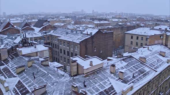 Winter Top View of Saint Petersburg City