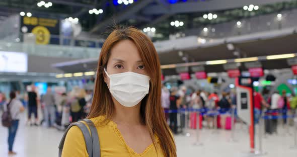 Woman Wear Face Mask at Airport