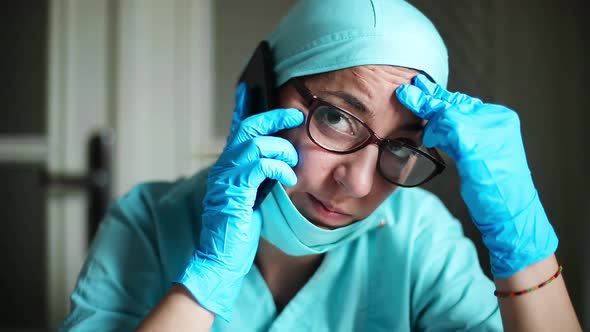 Woman doctor talking on the phone