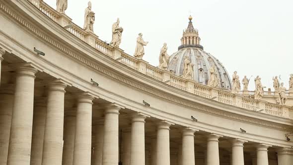 Famous colonnade of St. Peter's Basilica in Vatican