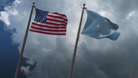 Waving Flags Of The United States And  Federated States Of Micronesia 2K alt