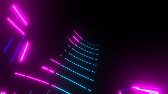 Endless Futuristic Space Tunnel with Neon Lights