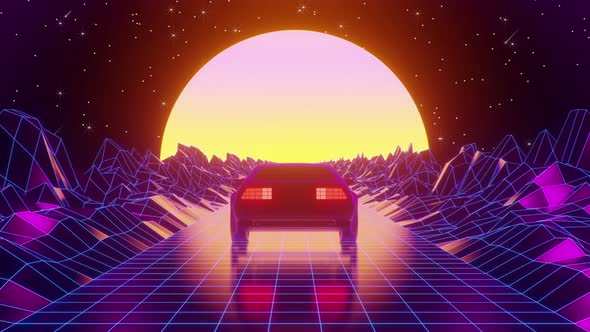 80s Road To Moon Stars Hd , Motion Graphics | VideoHive