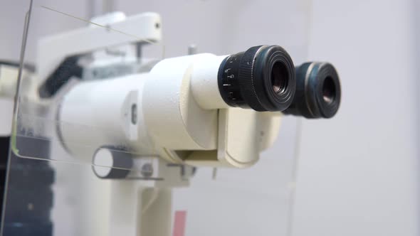 Devices of an Ophthalmologist in an Ophthalmological Clinic for Vision Testing alt