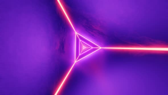 Futuristic neon triangle sci-fi tunnel VJ. Seamless animation.