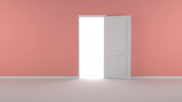red Door opens and a bright light flooding a dark room