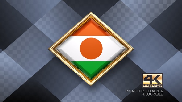 Niger Flag Rotating Badge 4K Looping with Transparent Background