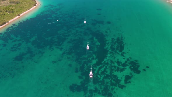 Yachts Sailing Near Kornati Island Archipelago